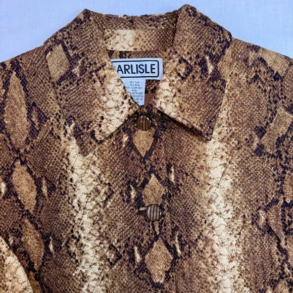 Carlisle Jacket Size 6 Cropped Snake Print Structured Quilted Blazer Y2K Vintage - Picture 6 of 13